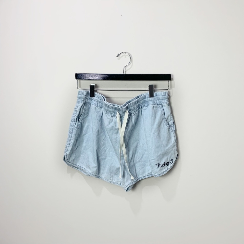[Junk Food] Women's Light Wash Elastic Waist Mickey Shorts